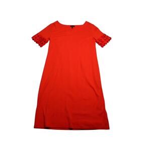 Talbots Women's Size Small Coral Cotton Shift Dress‎ Short Sleeve Cutout Detail